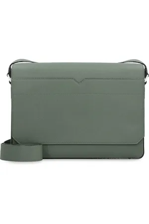 VALEXTRA V-line Leather Messenger Bag