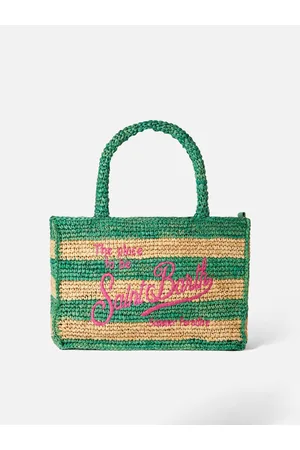 MC2 SAINT BARTH Colette Raffia Handbag With White And Stripes