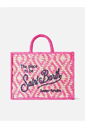 MC2 SAINT BARTH Vanity Shoulder Raffia Bag With Saint Barth Embroidery