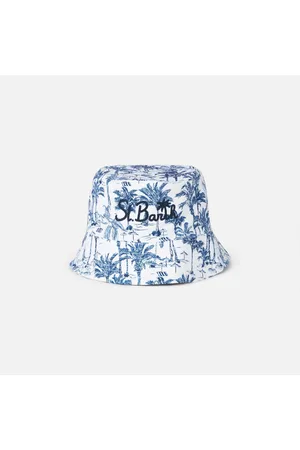 MC2 SAINT BARTH Cotton Bucket Hat With Front Embroidery And Toile De Jouy Pattern
