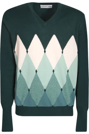 BALLANTYNE Diamond V-neck Beige/ Dark Jumper
