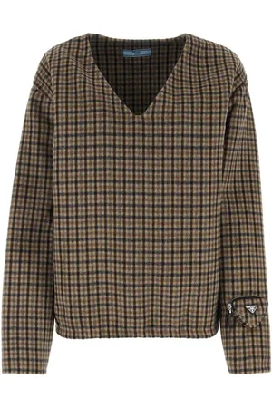Prada V-neck Checked Pullover