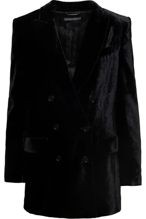 Alberta Ferretti Black Double-breasted Jacket With Tonal Buttons In Velvet Woman