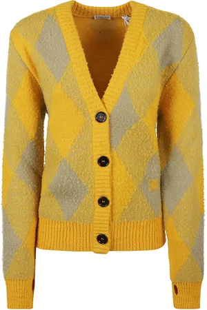 Burberry Diamond Patterned Rib Trim Cardigan