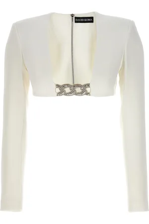 DAVID KOMA Top 3d Crystsal Chain And Square Neck