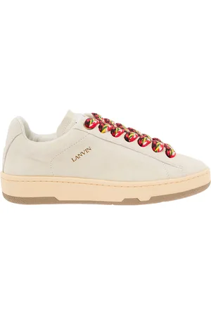 Lanvin Lite Curb Low Top Sneakers With Oversized Multicolor Laces In Leather Woman