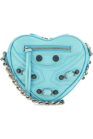Balenciaga Light Blue Leather Le Cagole Heart Mini Crossbody Bag