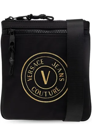 VERSACE Logo Embroidered Zipped Messenger Bag