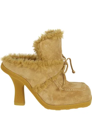 Burberry Fur Detail Lace-up Mules
