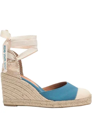 Castaner Blue Espardille Carina Sandals With Wedge Heel In Cotton Woman