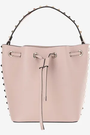 VALENTINO GARAVANI Garnet Calfskin Rockstud Bucket Bag