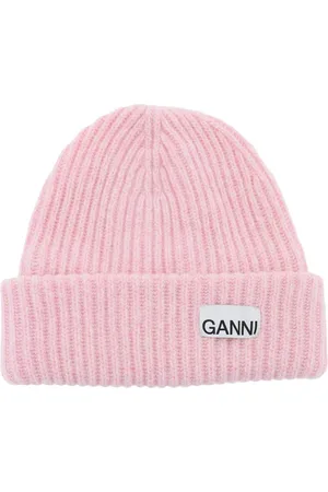 Ganni Beanie Hat With Logo Patch