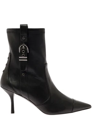 Stuart Weitzman Bootie With Buckle Detail And Stiletto Heel In Smooth Leather Woman
