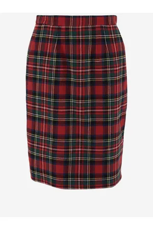 Saint Laurent Wool Blend Skirt With Check Pattern