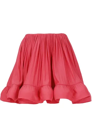 Lanvin Watermelon Charmeuse Skirt With Ruffles