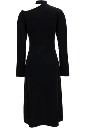 Salvatore Ferragamo Midi Dress With Cut-out And Long Sleeve In Viscose Blend Woman