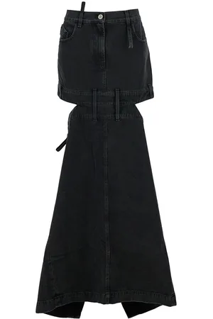 The Attico Midi Skirt With Maxi Cut-out In Denim