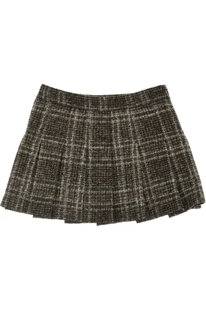 DOUUOD Check Pleated Skirt