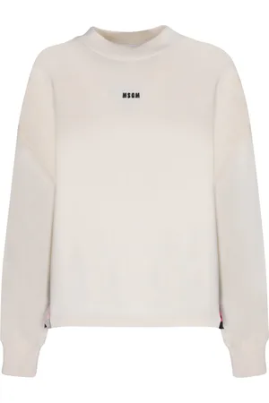 Msgm Front Logo Cream Sweatshirt