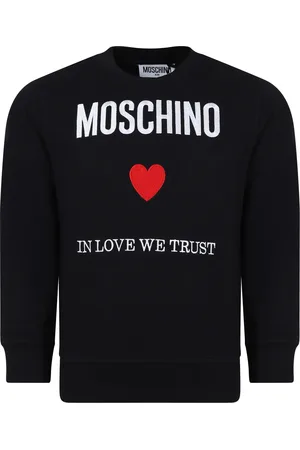 Moschino Black Sweatshirt For Girl With Logo And Heart