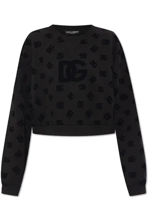 Dolce & Gabbana Dg Logo Flocked Jersey Sweatshirt
