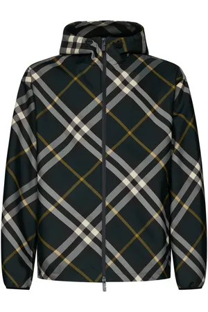 Burberry Logo Embroidered Check-pattern Zipped Hooded Jacket