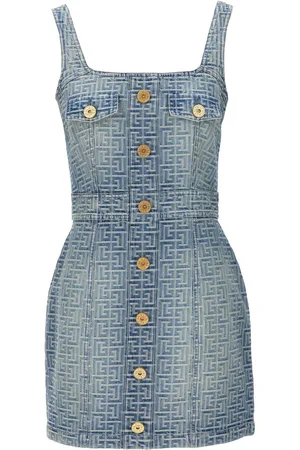 Balmain Monogram Denim Mini Dress