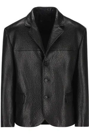 Prada Single-breasted Long-sleeved Leather Jacket