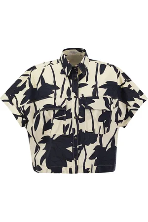 Brunello Cucinelli Ramage Print Cotton Poplin Shirt