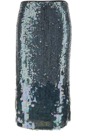 PAROSH Midi Grey Skirt With All-over Sequins In Stretch Polyamide Woman