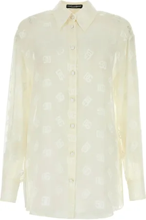 Dolce & Gabbana Devorè Silk Satin Shirt With Dg Logo