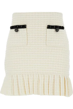Self-Portrait Mini Skirt With Pleated Hem In Tweed Woman