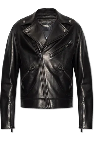 VERSACE Zip-up Leather Biker Jacket