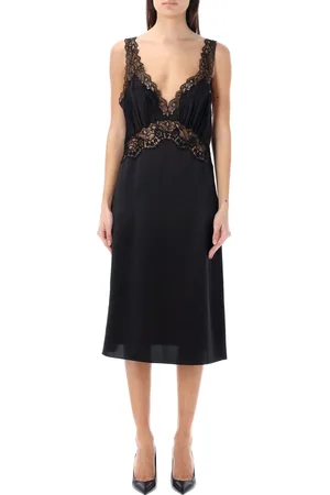 Saint Laurent Slip V-neck Lace Dress