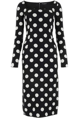 Dolce & Gabbana Polka-dot Printed Charmeuse Sheath Dress