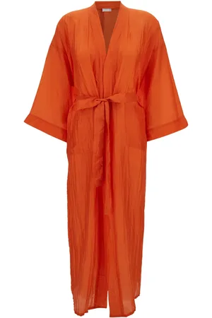 THE ROSE IBIZA Bata Kimono With Matching Belt In Silk Woman