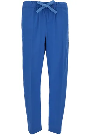 SEMICOUTURE Blue Crop Cut Pants In Cotton Blend Woman