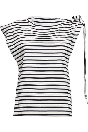 Msgm Bow-detailed Striped Sleeveless Top