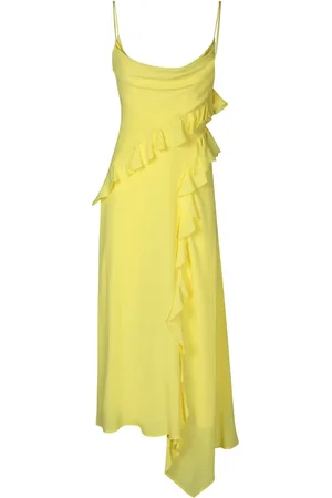 Msgm Ruffles Yallow Midi Dress