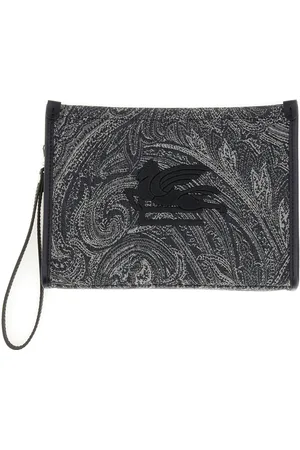Etro Navy Pouch With Paisley Jacquard Motif