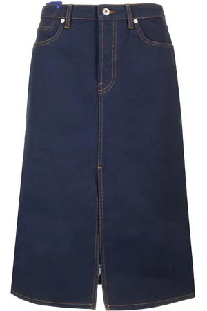Burberry Japanese Front-slit Denim Midi Skirt