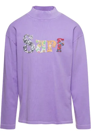 ERL Lilac Crewneck Pullover With Embroidered Motif In Cotton Unisex
