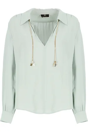 Elisabetta Franchi Light Blue Shirt With Jewel