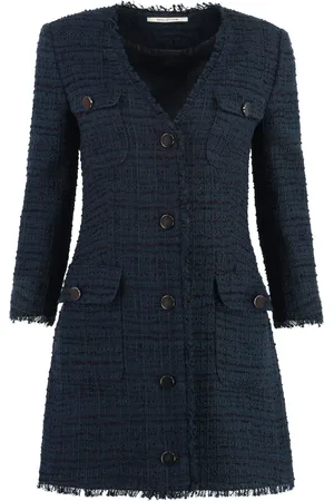 TAGLIATORE Doreen Fringed Tweed Dress