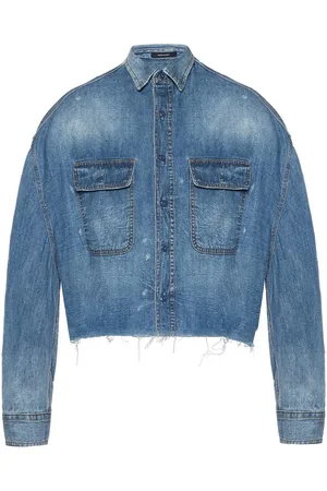 R13 Denim Jacket With Tears T-Shirt