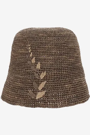 IBELIV Raffia Hat With Floral Pattern