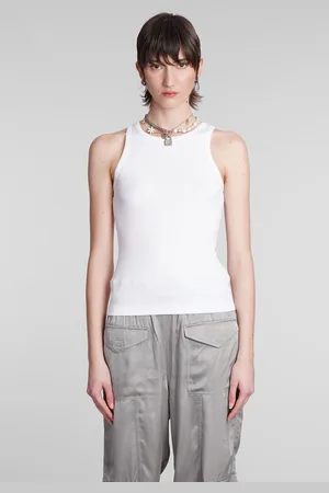 Ganni Tank Top In White Cotton