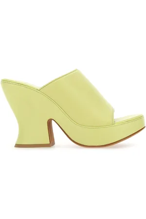 Bottega Veneta Acid Green Nappa Leather Stack Sabot