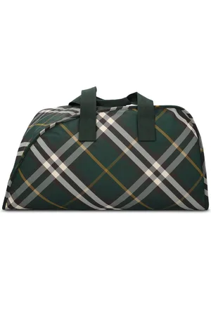Burberry Large Shield Check-pattern Zipped Duffle Bag