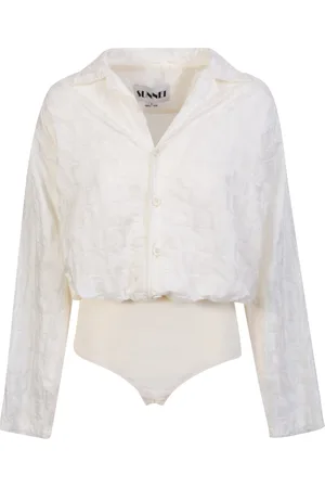 SUNNEI Jacquard Shirt Bodysuit In Cream